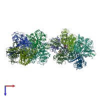 PDB entry 6dhl coloured by chain, top view.