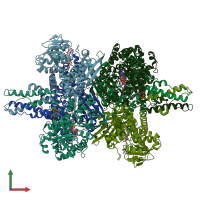 PDB entry 6dhm coloured by chain, front view.