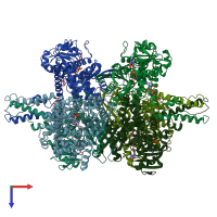 PDB entry 6dhm coloured by chain, top view.