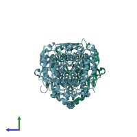 PDB entry 6dhv coloured by chain, side view.