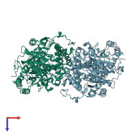 PDB entry 6dhv coloured by chain, top view.