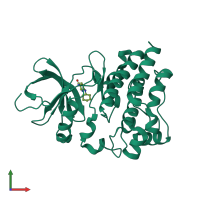 PDB entry 6di0 coloured by chain, front view.