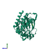 PDB entry 6di0 coloured by chain, side view.