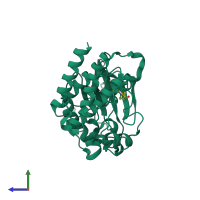 PDB entry 6di5 coloured by chain, side view.
