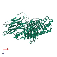 PDB entry 6dj4 coloured by chain, top view.