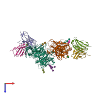 PDB entry 6djp coloured by chain, top view.