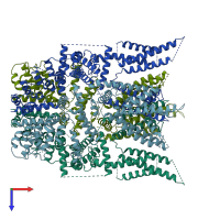 PDB entry 6djs coloured by chain, top view.