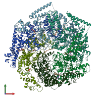PDB entry 6dju coloured by chain, front view.
