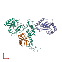 PDB entry 6djx coloured by chain, front view.