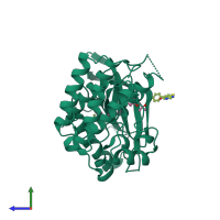 PDB entry 6dkg coloured by chain, side view.