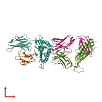 PDB entry 6dkp coloured by chain, front view.