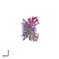 PDB entry 6dks coloured by chain, side view.