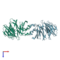 PDB entry 6dlp coloured by chain, top view.