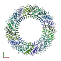 PDB entry 6dlw coloured by chain, front view.