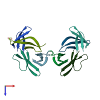 PDB entry 6dmq coloured by chain, top view.