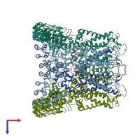 PDB entry 6dmu coloured by chain, top view.