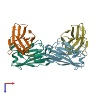 PDB entry 6dn0 coloured by chain, top view.