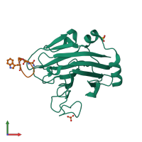 PDB entry 6dn5 coloured by chain, front view.