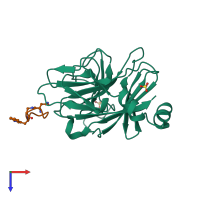PDB entry 6dn5 coloured by chain, top view.