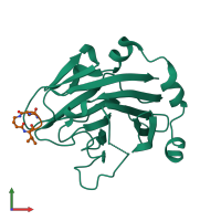 PDB entry 6dn6 coloured by chain, front view.