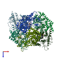 PDB entry 6dna coloured by chain, top view.