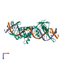 PDB entry 6dnw coloured by chain, top view.