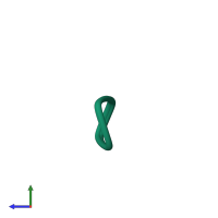 PDB entry 6dny coloured by chain, ensemble of 10 models, side view.