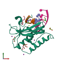 PDB entry 6dor coloured by chain, front view.