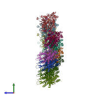 PDB entry 6dpu coloured by chain, side view.