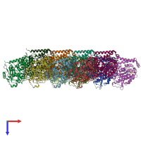 PDB entry 6dpu coloured by chain, top view.