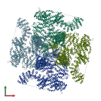 PDB entry 6dqj coloured by chain, front view.