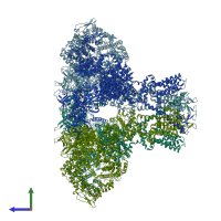 PDB entry 6dr0 coloured by chain, side view.