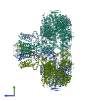 PDB entry 6dra coloured by chain, side view.