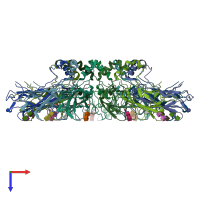 PDB entry 6ds5 coloured by chain, top view.