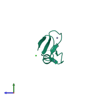 PDB entry 6ds6 coloured by chain, side view.