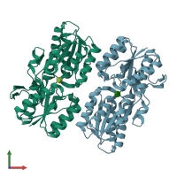 PDB entry 6dsp coloured by chain, front view.