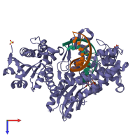 PDB entry 6dsu coloured by chain, top view.