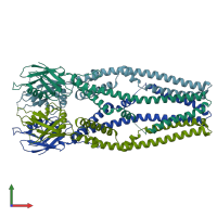 PDB entry 6dt0 coloured by chain, front view.