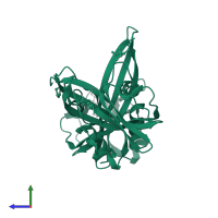 Nucleoside triphosphatase NudI in PDB entry 6dt3, assembly 1, side view.