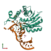 PDB entry 6du4 coloured by chain, front view.