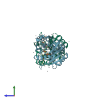 PDB entry 6dub coloured by chain, side view.