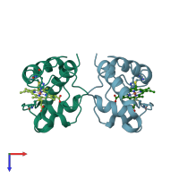 PDB entry 6duj coloured by chain, top view.