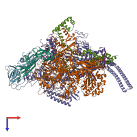 PDB entry 6dvb coloured by chain, top view.