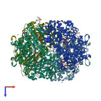PDB entry 6dwd coloured by chain, top view.