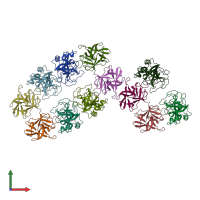 PDB entry 6dwf coloured by chain, front view.