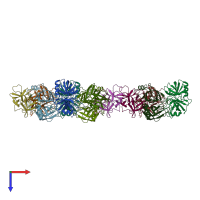 PDB entry 6dwf coloured by chain, top view.