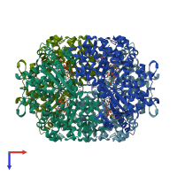 PDB entry 6dwj coloured by chain, top view.