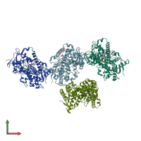 PDB entry 6dwn coloured by chain, front view.