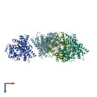 PDB entry 6dwn coloured by chain, top view.