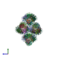 PDB entry 6dwu coloured by chain, side view.